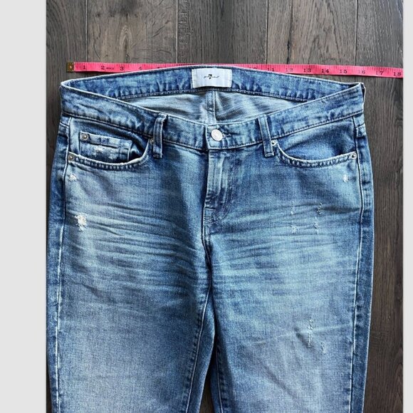 7 For All Mankind Maribel Bootcut Jeans Size 28 Beaded Floral Embellished Denim - Picture 8 of 10